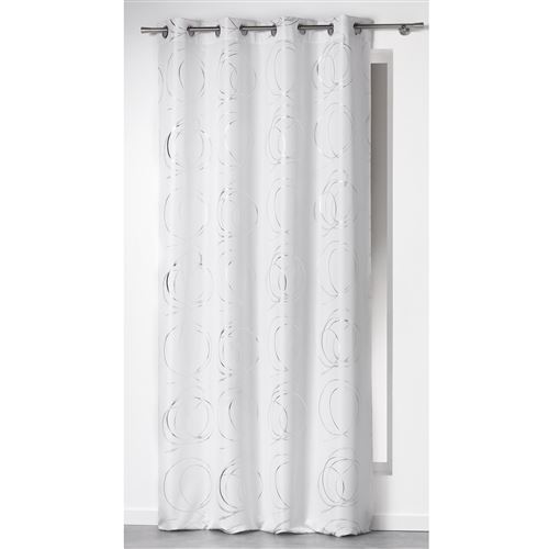 Rideau a oeillets 140 x 260 cm polyester imprime argent bully Blanc Douceur d'Intérieur