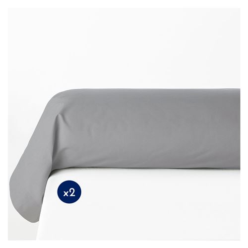 Home Passion Lot De 2 Taies De Traversin, Coton, Gris Clair, 185x45 cm