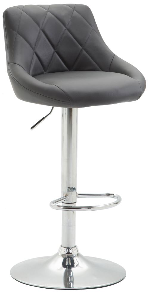 CLP Tabouret de bar Lazio en similicuir avec pied en m&eacute;tal , Gris