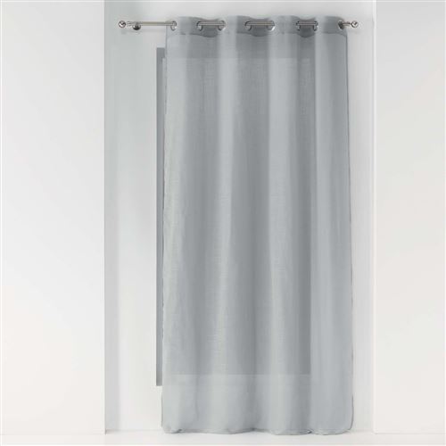 Voilage a oeillets 140 x 240 cm effet lin tissé Zazy Gris