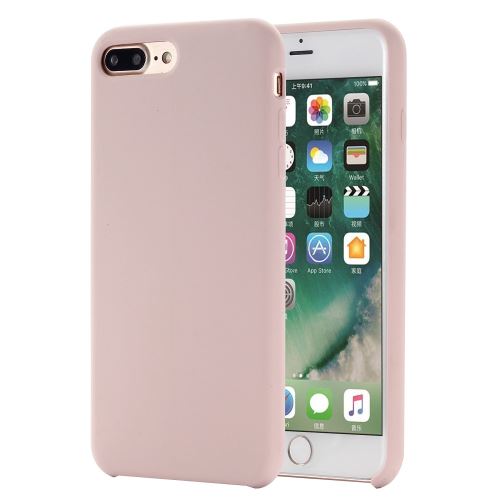 Coque en silicone liquide enroulé sur les bords rose pour votre Apple iPhone 8 Plus/7 Plus