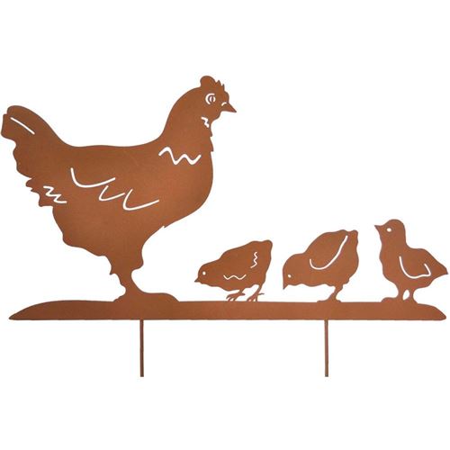 La Grande Prairie - Silhouette poule avec poussins sur pique