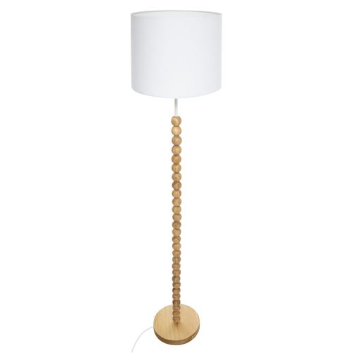 Atmosphera - Lampadaire design bois Nino - H. 146 cm - Blanc - Nino
