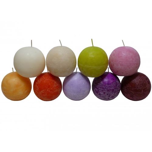 Bougie de Cire Forme Boule Parfumée Fruitée ou Florale pour Photophores ou à Poser 8,75x8,75x8,75cm