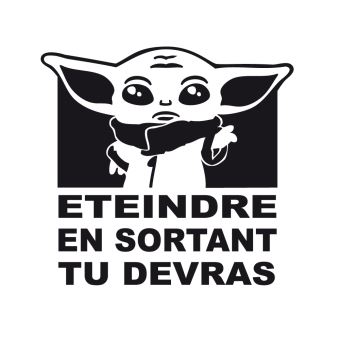 Sticker Interrupteur Bébé Yoda - 9,5x10 Cm Noir Brillant - Adhésif Décoratif Facile à Poser