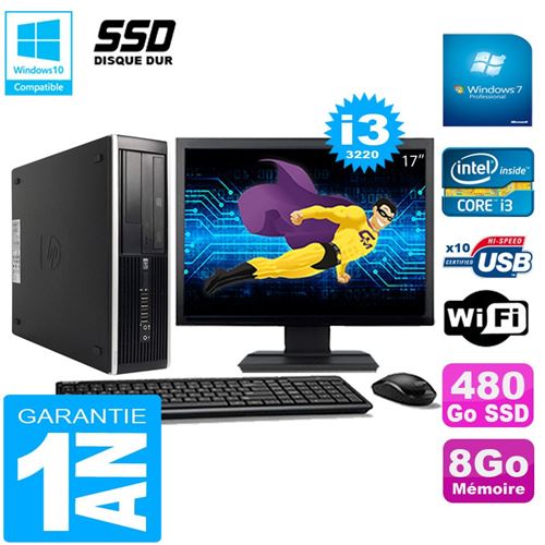 Pc hp compaq pro 6300 sff i3-3220 8go 480go ssd graveur dvd wifi w7 ecran 17' État correct -  reconditionné disponible sur Fnac