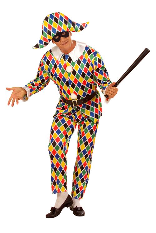 Costume Arlequin Satin Adulte - Multicolores - S