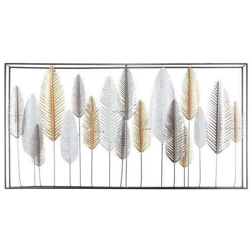 Atmosphera Doré, Argent, Blanc Et Noir Déco Murale 135 Cm Plumes Aram Métal - Image 1