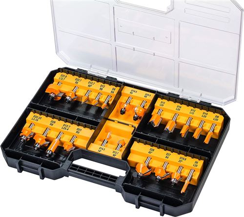 Coffret De 22 Fraises De Défonceuse - Ø 8 Mm - Dewalt - Dt90017-Qz