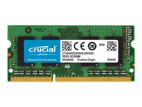 Crucial CT4G3S160BJM 4Go (DDR3L, 1600 MT/s, PC3-12800, Single Ranked, SODIMM, 204-Pin) Mémoire pour Mac
