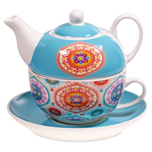 Théière Bleue solo en porcelaine Mandala