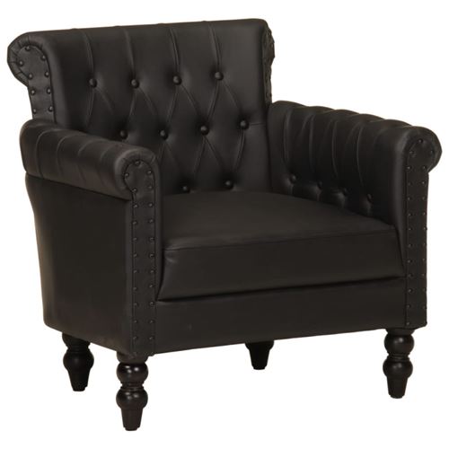 Vidaxl fauteuil noir cuir de ch&egrave;vre v&eacute;ritable 288288