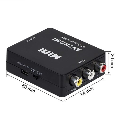 asbter Adaptateur RCA vers HDMI Convertisseur AV en HDMI Prise en Charge  1080P avec câble de Chargement USB Housse de Protection pour  PC/Nintendo/Xbox