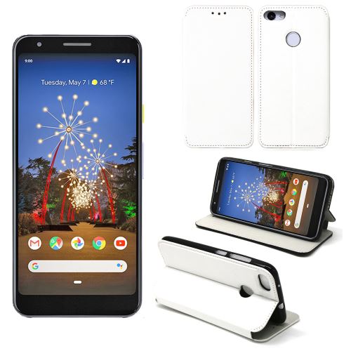 Housse Google Pixel 3A blanche - Etui Coque Google Pixel 3A Protection antichoc à rabat Smartphone 2019 - Accessoires Pochette Case XEPTIO