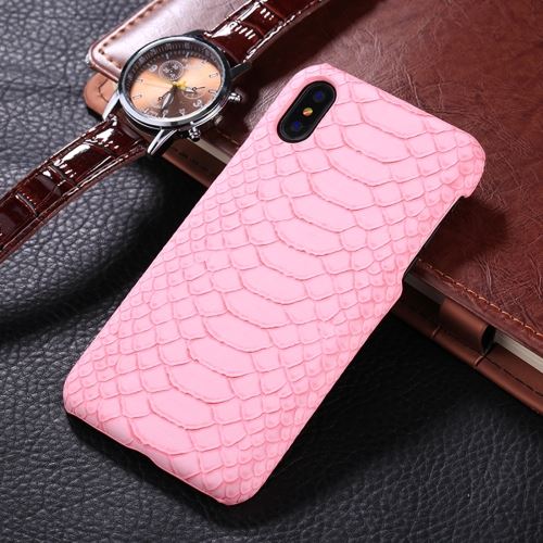 iPhone X Coque Protection Plastique Rose Effet peau seprent ALS48187