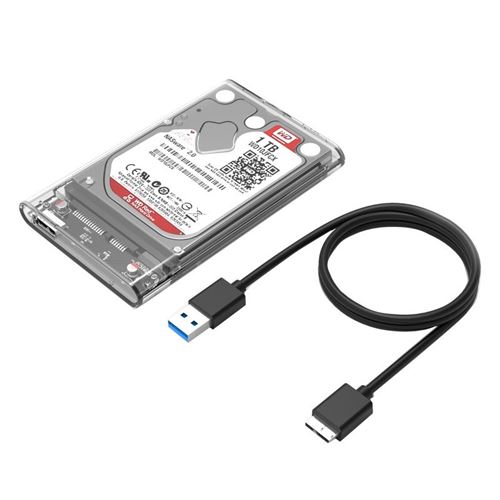 Boitier Disque Dur Externe transparent USB 3.0 2.5 pouces pour