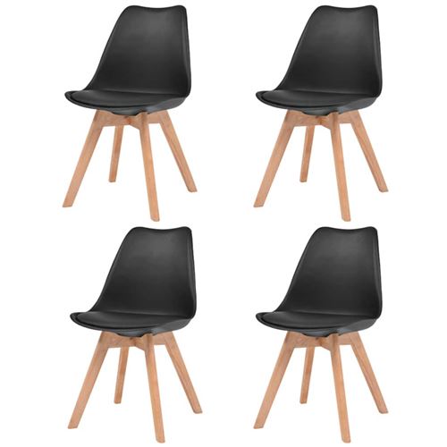 vidaXL Chaise de salle à manger 4 pcs Similicuir Bois massif Noir