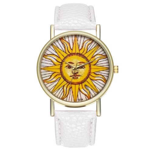 Suisse classique soleil illustration soleil face bracelet en cuir dames montre montre pour homme montre à quartz T274-Ablanc
