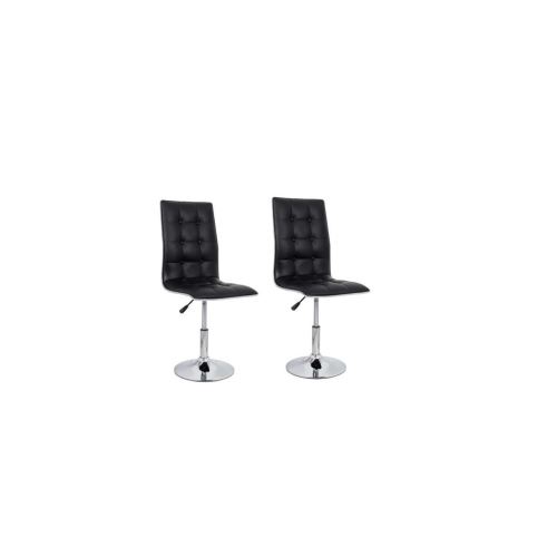 Leaf Lot De 2 Chaises De Salle A Manger - Simili Noir - Contemporain - L 42 X P 46,5 Cm