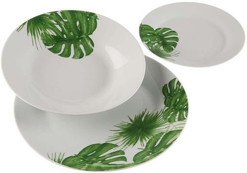 Versa - Service 18 assiettes en céramique Hojas