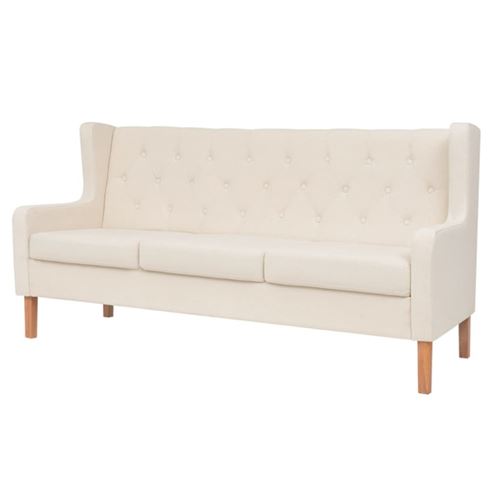 Vidaxl Blanc Canapé À 3 Places Tissu Crème