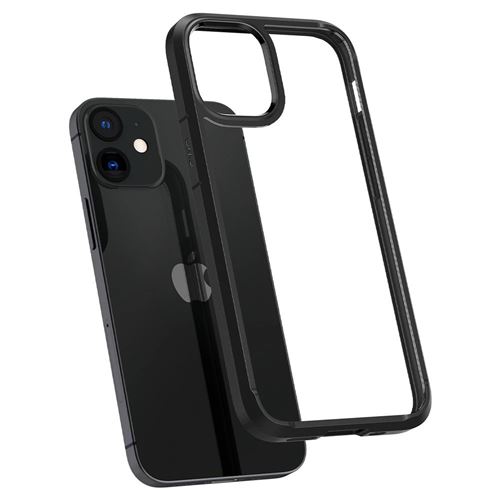 Spigen Ultra Hybrid - Achterzijde behuizing voor mobiele telefoon - polycarbonaat, thermoplastic polyurethaan (TPU) - matzwart - voor Apple iPhone 12 mini