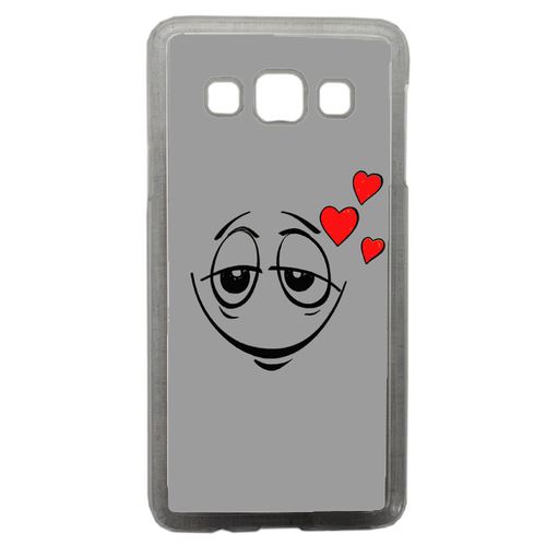 Coque Smiley Amoureux Fond Gris Compatible Samsung Galaxy A3 Transparent