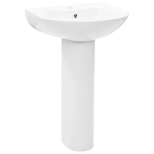 Lavabo autoportant avec socle en c&eacute;ramique blanc 52x44x19 cm