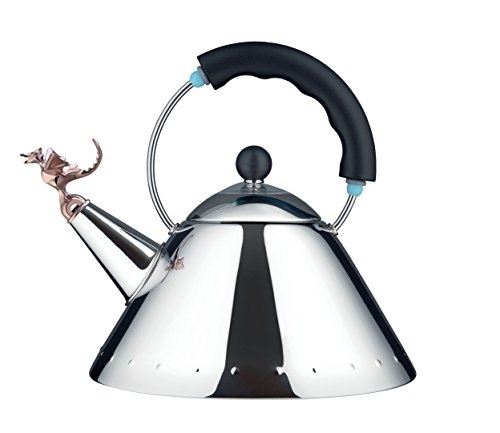 Alessi 9093rex b bouilloire avec poignée sifflet-reptile préhistorique acier inoxydable polyamide brillant noir métallisé cuivre