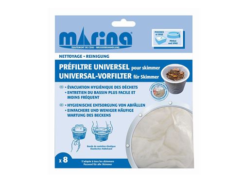 Lot de 8 préfiltres jetables pour panier de skimmer - Marina
