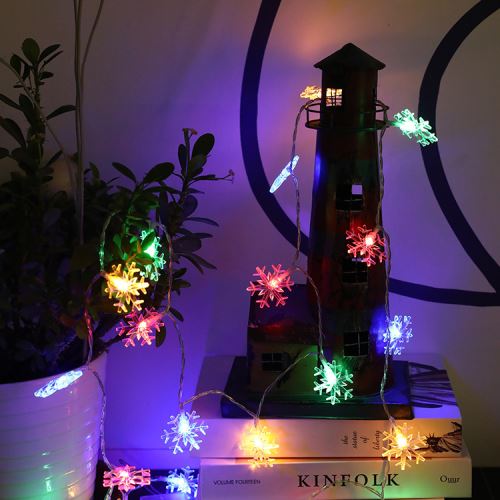 Guirlande Lumineuse 3M LED avec 20 LED Flocon de neige pour Noël Soirée Maison Jardin, Coloré [Batterie alimenté]