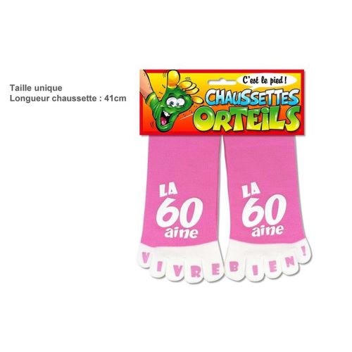 chaussettes orteils 60aine rose - CD4965
