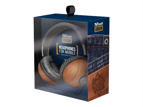Trust Urban noma - Koptelefoon met micro - over oor - met bekabeling - denim hout