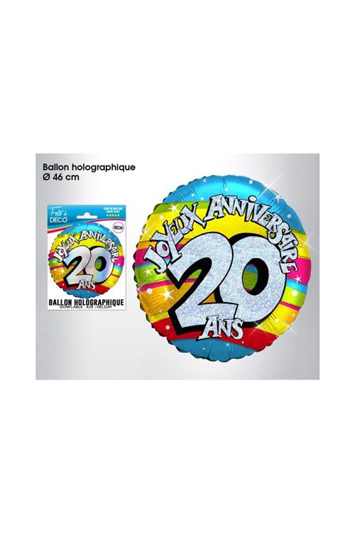 Ballon Metallique 20 Ans - Multicolores