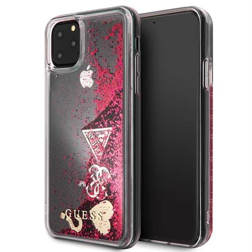 Coque Guess Paillettes Hearts fuchsia pour Iphone 11 Pro Max