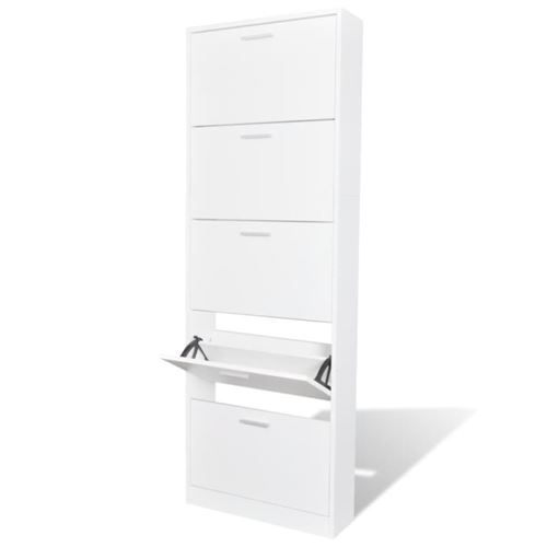Vidaxl Blanc Schoenenkast Hout Met 5 Opbergvakken Wit241240 - Image 1