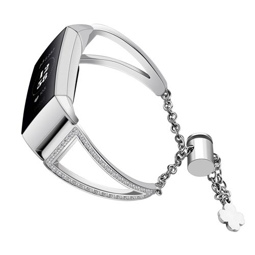 Bracelet en metal élégant confortable pour Fitbit Charge3 / Charge4 - Argent