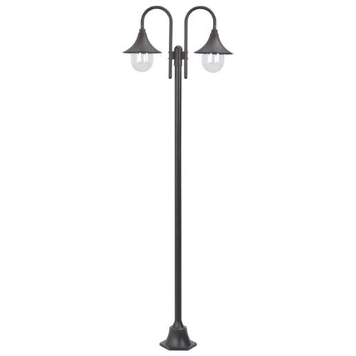 Vidaxl Marron Lampadaire De Jardin - 220 Cm - Aluminium - 2 Lanternes - Bronze - Image 1