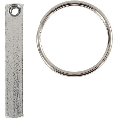 ImpressArt ensemble artisanal porte-clés 40 mm acier argent 6 pièces