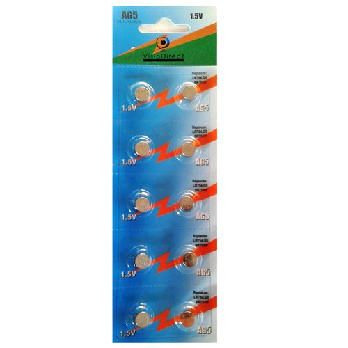 Lot de 10 Piles bouton plates type AG5 1,5V compatible 393A / 46LR / LR754 / 193 - Visiodirect -