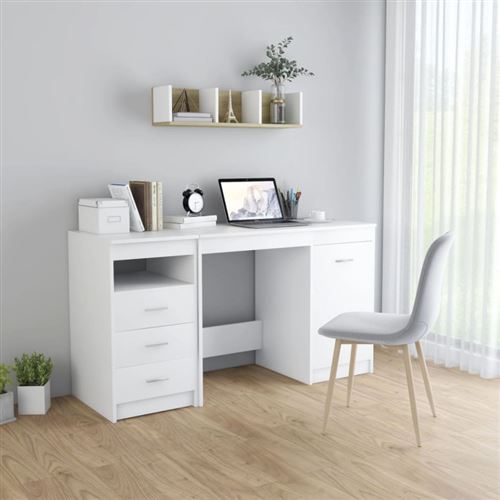 Non Communiqué Blanc Bureau 140X50x76 Cm Bois D'ingénierie