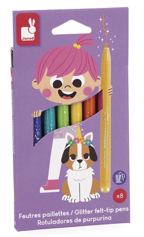 Juratoys-Janod Coffret Feutres Pailletés - 8 Pièces - Image 3