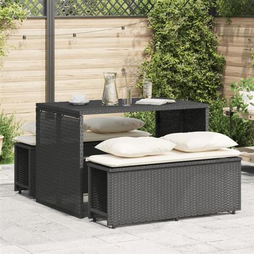 Non Communiqué Noir Vidaxl Ensemble À Manger De Jardin Avec Coussins 3 Pcs Ensemble De Salle À Manger D'extérieur, Meuble De Salle À 4003902