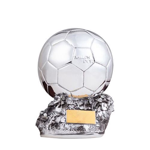Modèle ballon d'or de trophée Messi, HAOBUY trophée MVP souvenir d'un fan de football, Possibilité d'imprimer une étiquette-25cm Argent