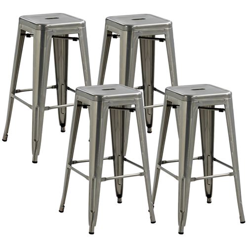 HOMCOM Juego de 4 taburetes de bar apilables, sillas de bar de estilo industrial con patas y altura de 76 cm, estructura metálica