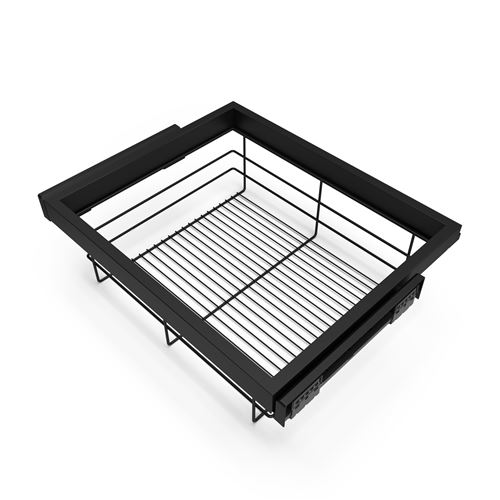 Emuca Kit de panier et cadre coulissant à fermeture souple pour armoire, réglable, module 600mm, Noir texturé