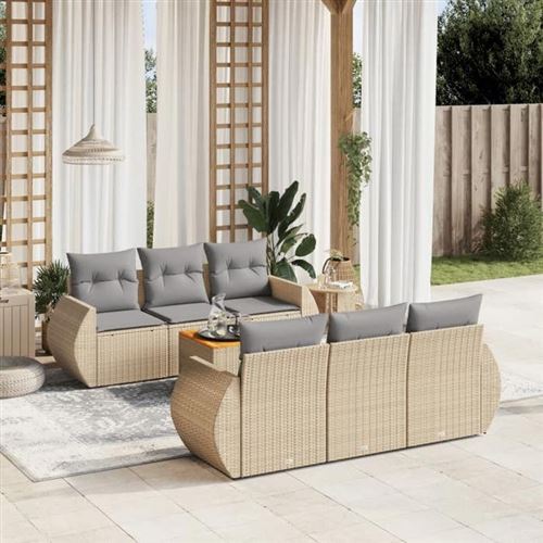 Non Communiqué Beige Salon De Jardin Modulable Vidaxl Rotin 7 Pieces X 70 X 69 6 Personnes
