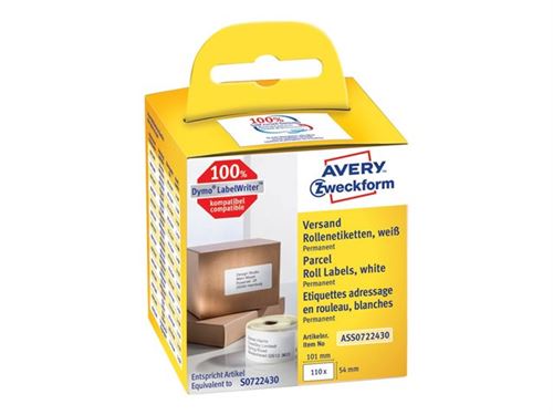 Avery Zweckform - Papier - permanente kleeflaag - wit - 54 x 101 mm 110 etiket(ten) (1 rol(len) x 110) vierkante etiketten