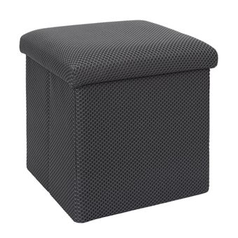 Pouf coffre carré pliable en tissu texturé maille 3D gris - ELECTRON - ALTOBUY - 1