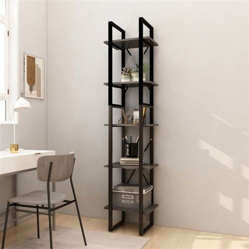 Vidaxl Gris Bibliothèque À 5 Niveaux - Image 3